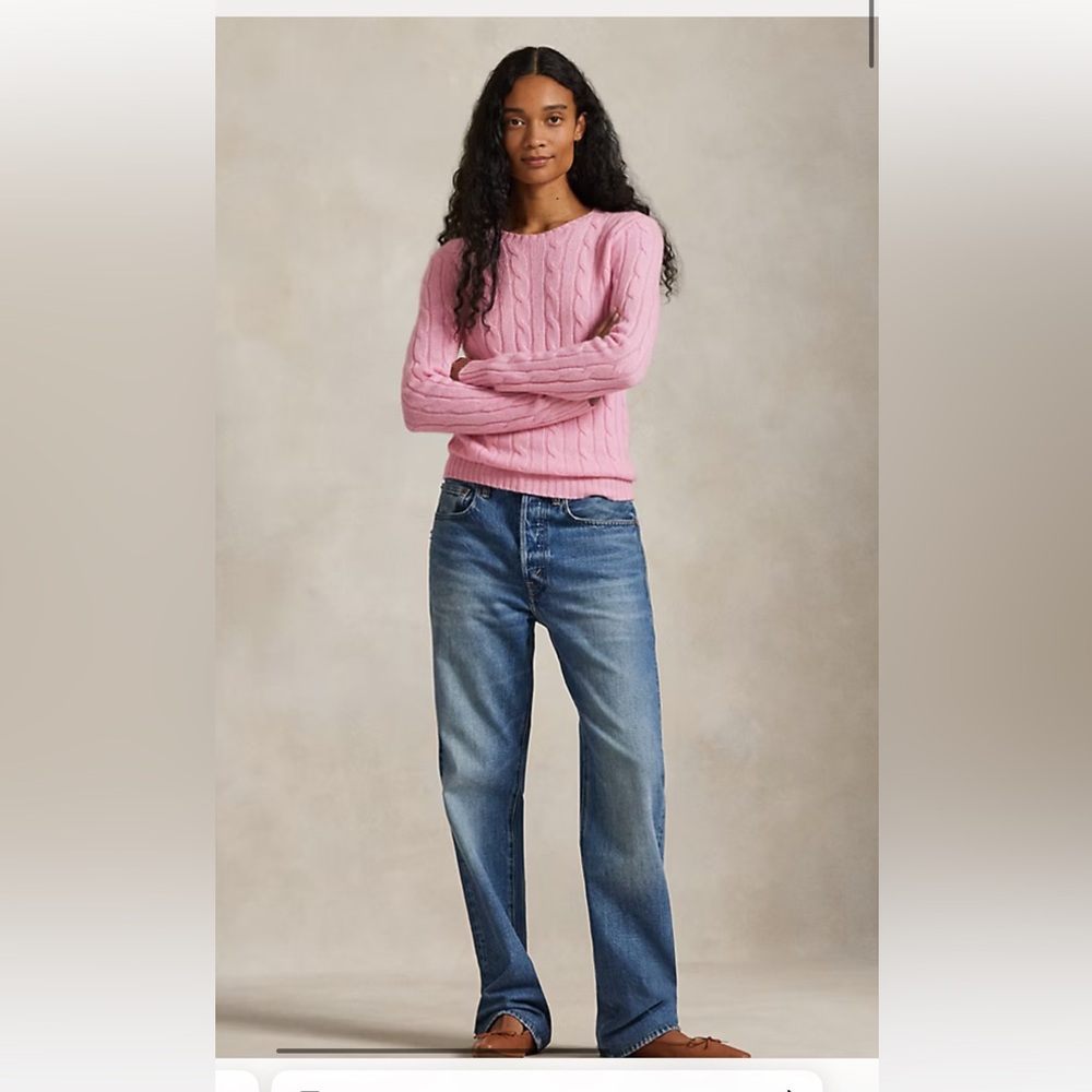 Polo by Ralph Lauren Pink Cable Knit Crewneck Sweater Large - Picture 2 of 10